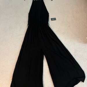 Express Black Halter Jumpsuit with Wide-Leg Silhouette
